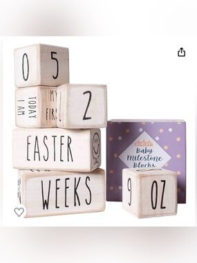 Baby Milestone Blocks - Neutral White Wooden Set
